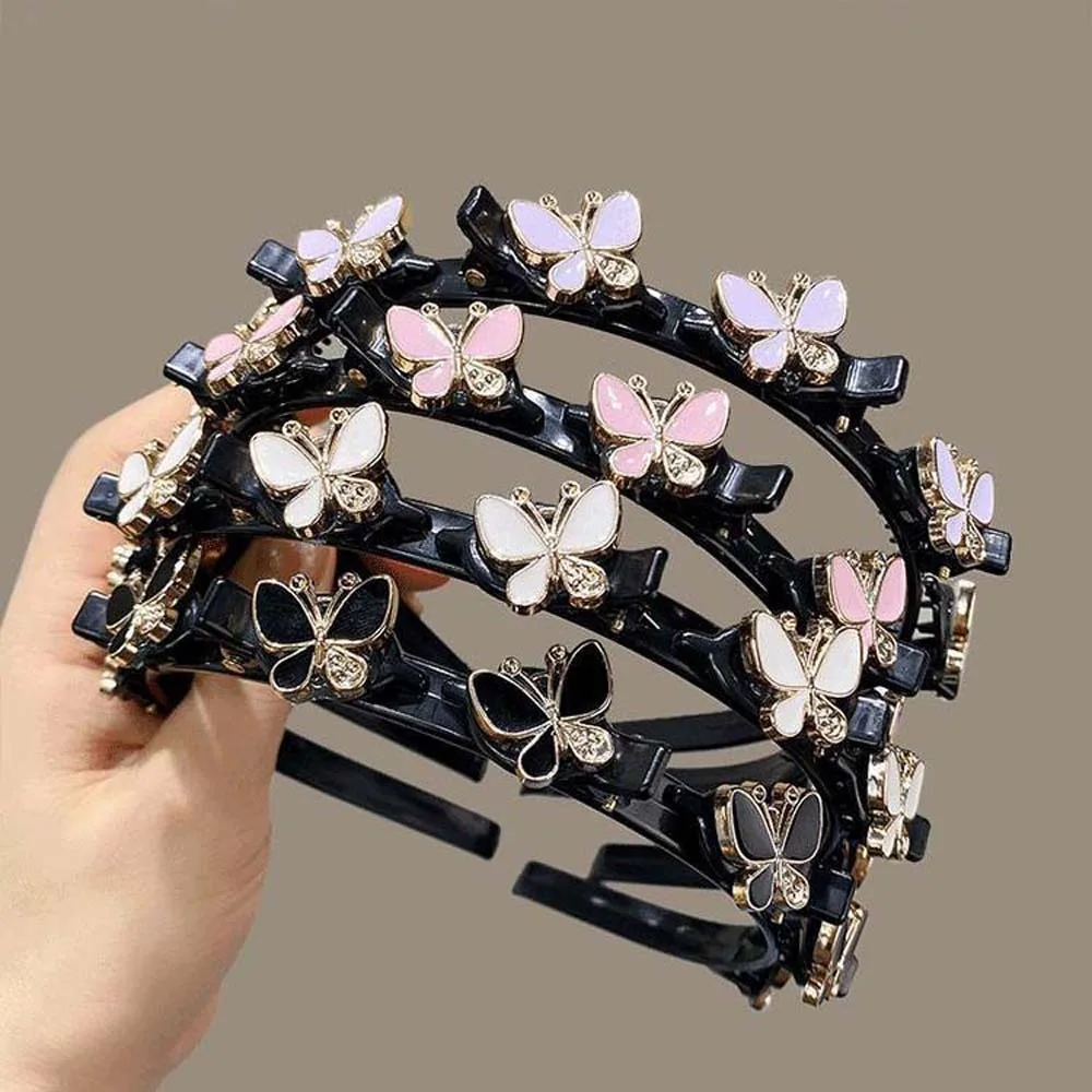 accessoires pour cheveux bandes de cheveux élégantes avec clips doux brillant femmes papillon cerceau de cheveux outil de tissage de cheveux bandeau en plastique femme accessoires pour cheveux bandes de cheveux élégantes avec clips doux brillant femmes papillon cerceau de cheveux outil de tissage de cheveux bandeau en plastique femme