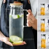 théière d'été transparente en verre borosilicate, 1/1, 2/1, 5 l, résistant à la chaleur, service à thé à fleurs, tasse de bouilloire puer transparente de grande capacité
