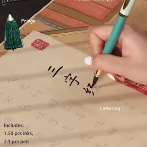Ensemble de longs volumes manuscrits avec stylo et encre, copie de calligraphie, livre à trois caractères, classique chinois