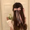 pince à cheveux en dentelle coréenne pour femmes et filles, épingles à cheveux à long ruban, barrettes, bandeau de sauna, accessoires pour cheveux, bijoux de mariage, tendance, 2 6 pièces