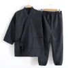 Samue-Ensemble de vêtements de travail traditionnels japonais, veste et pantalon, moines bouddhistes, Dahs, Vermont, bouddhisme, vêtements de travail de jardinage, 2 pièces