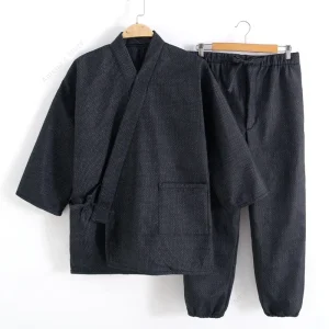 Samue-Ensemble de vêtements de travail traditionnels japonais, veste et pantalon, moines bouddhistes, Dahs, Vermont, bouddhisme, vêtements de travail de jardinage, 2 pièces
