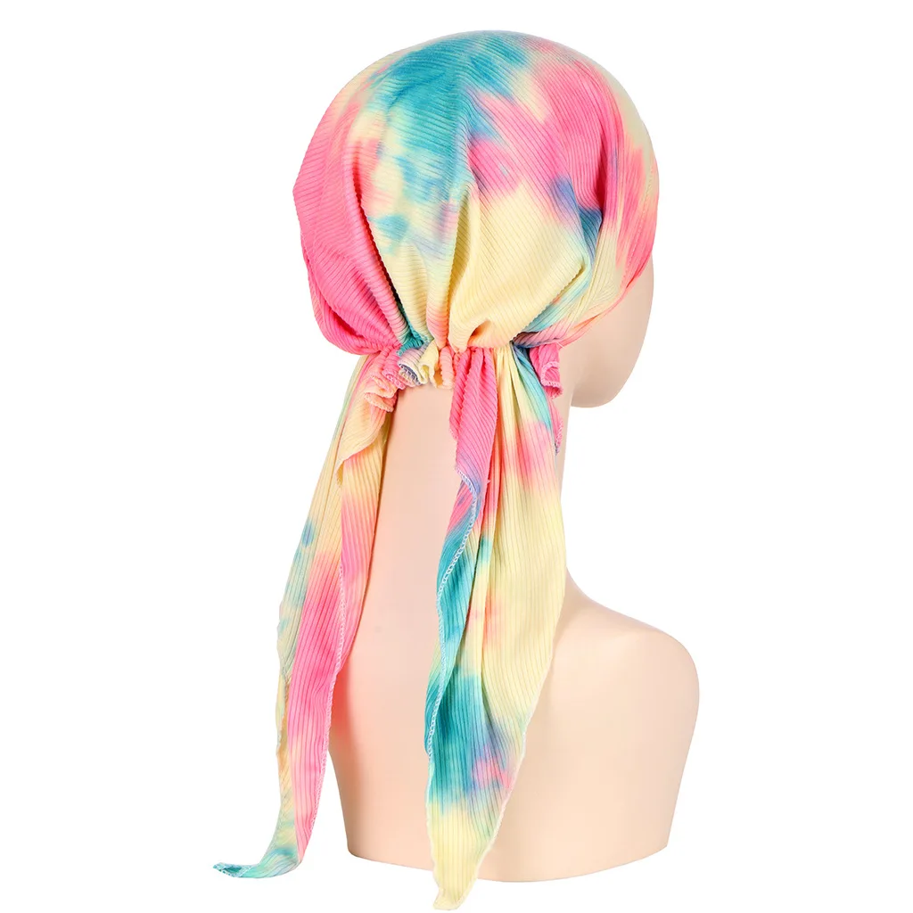 hijab imprimé musulman pour femmes et filles, turban à longue queue, couvre chef élastique 7.5, bonnet chimio respirant hijab imprimé musulman pour femmes et filles, turban à longue queue, couvre chef élastique 7.5, bonnet chimio respirant