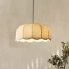 lampe suspendue en tissu japonais, abat jour ondulé nordique, lustre de plafond pour chambre à coucher, restaurant, décoration de la maison