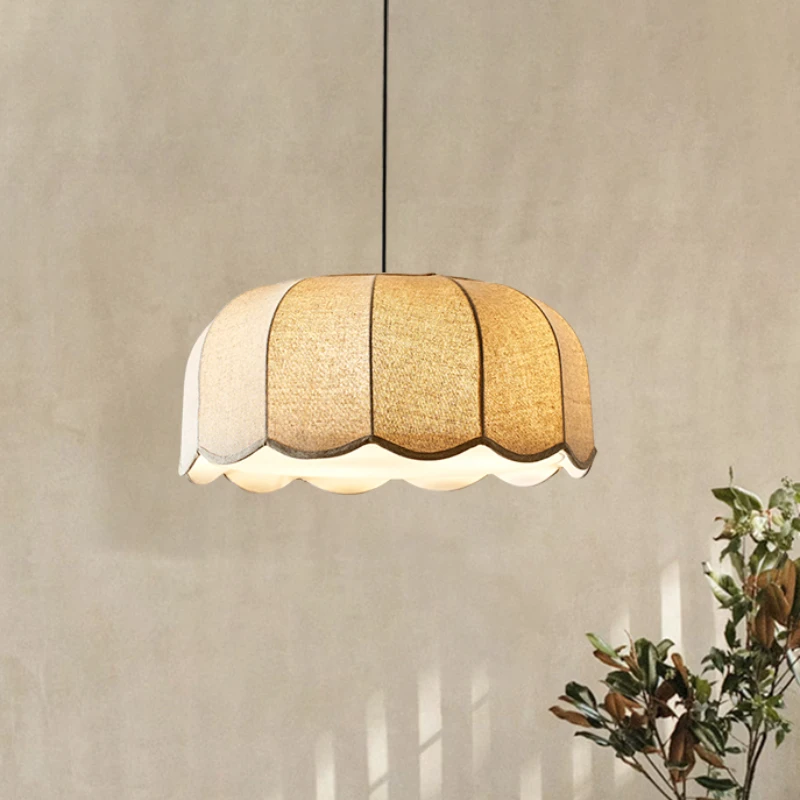 lampe suspendue en tissu japonais, abat jour ondulé nordique, lustre de plafond pour chambre à coucher, restaurant, décoration de la maison lampe suspendue en tissu japonais, abat jour ondulé nordique, lustre de plafond pour chambre à coucher, restaurant, décoration de la maison