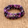 bracelets en onyx violet pour femmes, perles de bouddha, accessoires ethniques pour hommes, cadeau de saint valentin