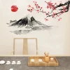 Peinture à l’encre japonaise mont Fuji soleil rouge fleur de cerisier autocollants muraux pour PVC imperméable salon décoration de la maison Peinture à l’encre japonaise mont Fuji soleil rouge fleur de cerisier autocollants muraux pour PVC imperméable salon décoration de la maison