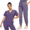 vêtements de salle d'opération violets, uniformes médicaux, ensemble de gommages de travail d'hôpital, combinaison de chirurgie dentaire pour infirmière médicale, vêtements de travail