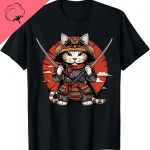 Tatouage de chat samouraï japonais, T-Shirt chat Ninja Kawaii, vêtements de rue Cool et décontractés pour hommes, hauts Camisetas Tatouage de chat samouraï japonais, T-Shirt chat Ninja Kawaii, vêtements de rue Cool et décontractés pour hommes, hauts Camisetas