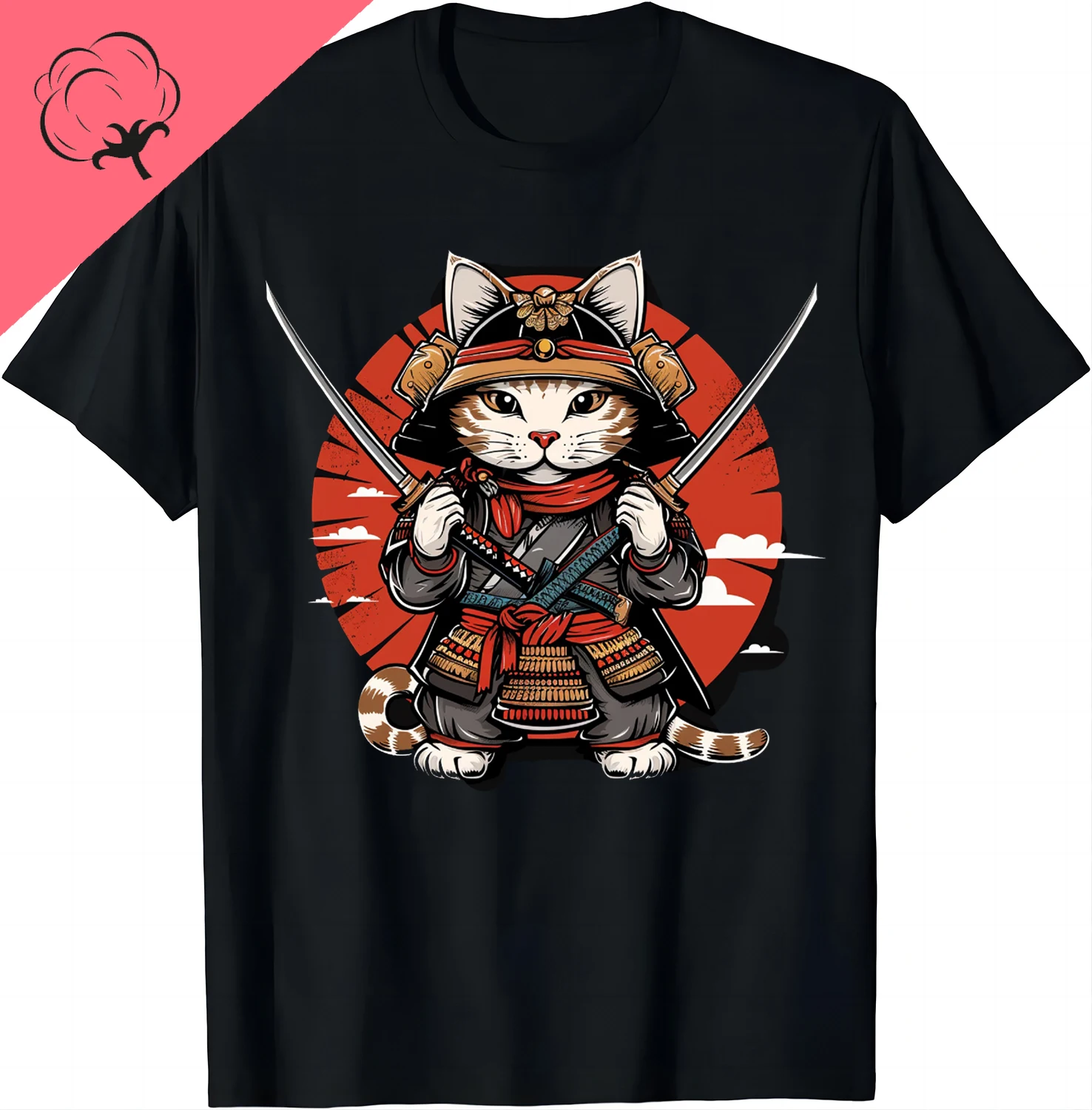 Tatouage de chat samouraï japonais, T-Shirt chat Ninja Kawaii, vêtements de rue Cool et décontractés pour hommes, hauts Camisetas Tatouage de chat samouraï japonais, T-Shirt chat Ninja Kawaii, vêtements de rue Cool et décontractés pour hommes, hauts Camisetas