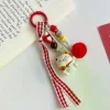 porte clés en forme de boule de fourrure rouge, chat porte bonheur, mignon et amusant, pendentif, chaîne de téléphone, sac, ornement suspendu, sac à dos, breloques, accessoire cadeau