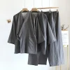 ensemble de pyjamas kimono pour hommes, robes fines, coton, coupe at, grande taille, manches mi longues, vêtements de nuit, printemps, automne, été
