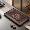 nouveau plateau à thé en bambou de style chinois avec stockage d'eau, table à thé de drainage, plateau à thé pour la maison, le bureau, accessoire de service à thé