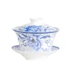Gaiwan en porcelaine de grande capacité pour voyage, bol de couverture, tasse à thé chinoise Gai Wan avec couvercle et soucoupe, ensemble Puer, céramique, 350 ml Gaiwan en porcelaine de grande capacité pour voyage, bol de couverture, tasse à thé chinoise Gai Wan avec couvercle et soucoupe, ensemble Puer, céramique, 350 ml