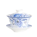Gaiwan en porcelaine de grande capacité pour voyage, bol de couverture, tasse à thé chinoise Gai Wan avec couvercle et soucoupe, ensemble Puer, céramique, 350 ml