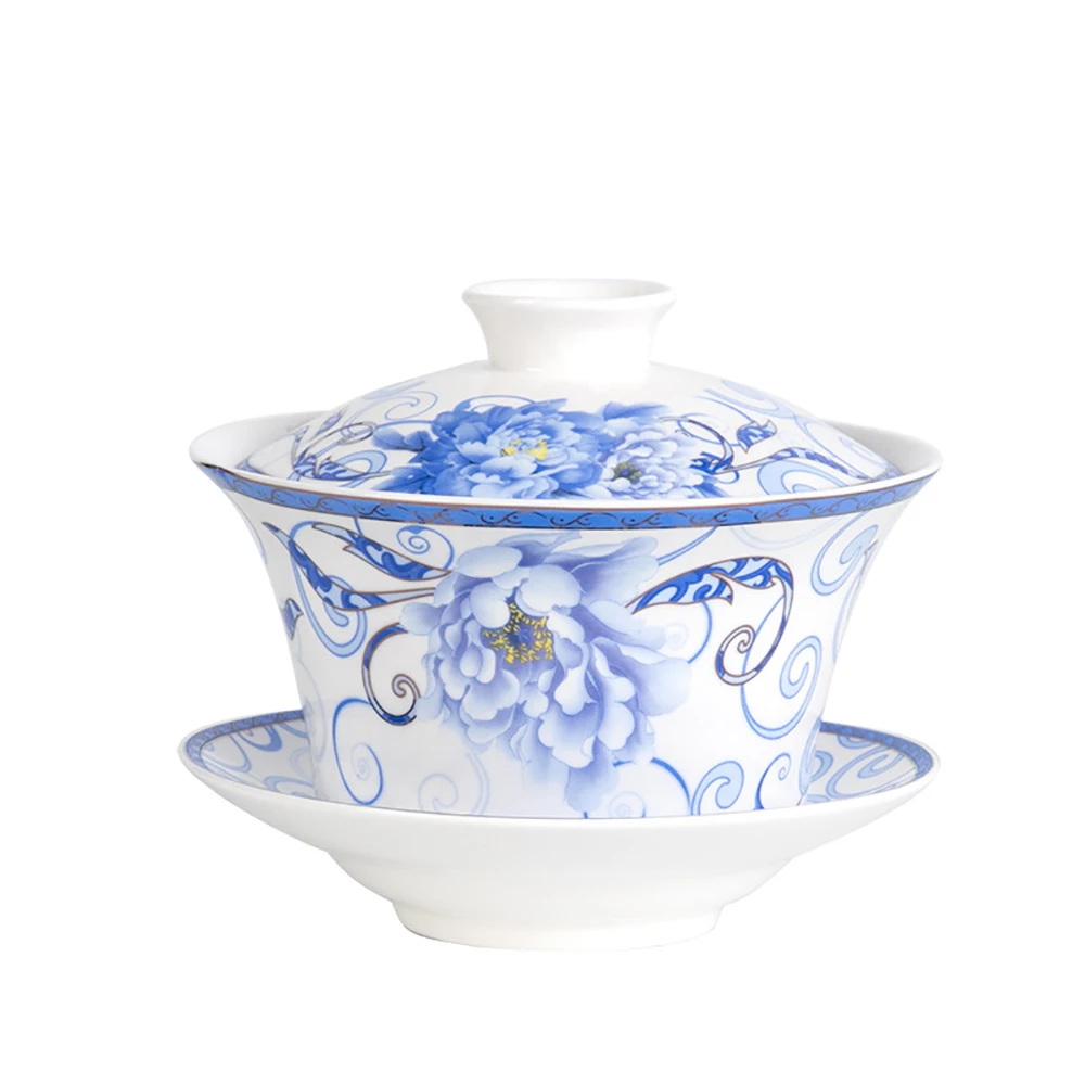 Gaiwan en porcelaine de grande capacité pour voyage, bol de couverture, tasse à thé chinoise Gai Wan avec couvercle et soucoupe, ensemble Puer, céramique, 350 ml Gaiwan en porcelaine de grande capacité pour voyage, bol de couverture, tasse à thé chinoise Gai Wan avec couvercle et soucoupe, ensemble Puer, céramique, 350 ml
