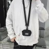 mignon cou suspendu en nylon porte monnaie lanière style japonais mini sac de rangement décontracté lettre couple sac à bandoulière garçons filles
