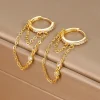 nouveauté double chaînes longues gland boucles d'oreilles pour femmes coréen en acier inoxydable zircon suspendus boucle d'oreille piercing bijoux
