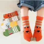 3-12T mignon garçons filles deux orteils Tabi chaussettes enfants fendu pouce orteil chaussettes enfants dessin animé animaux imprimé pur coton chaussettes courtes