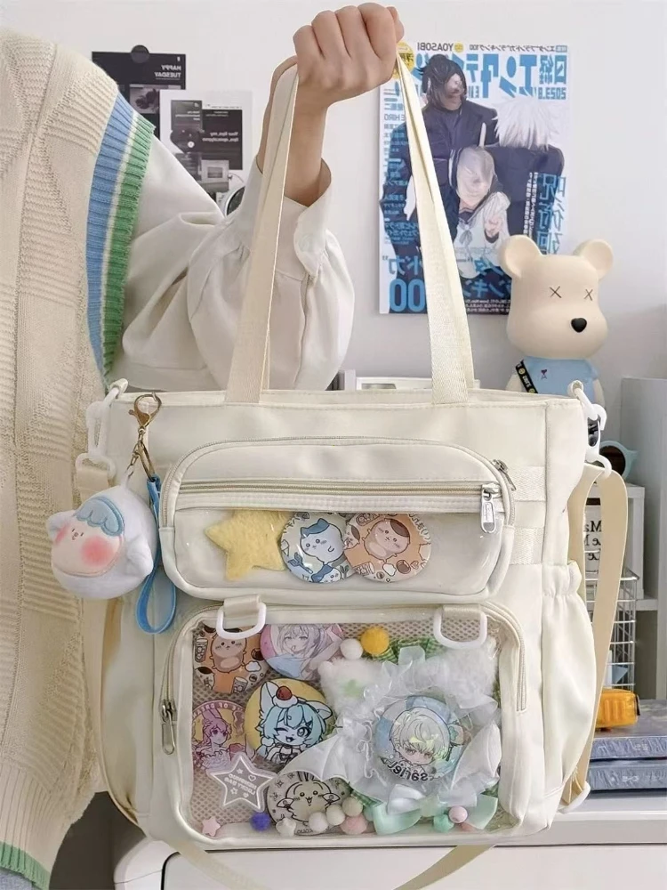 Sac à main Ita Transparent japonais pour femmes, fourre-tout à bandoulière Portable de grande capacité pour filles, sacs à bandoulière en Nylon ItaBag Sac à main Ita Transparent japonais pour femmes, fourre-tout à bandoulière Portable de grande capacité pour filles, sacs à bandoulière en Nylon ItaBag