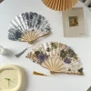 Éventail de fleurs pliant en bambou vintage, éventail de mariage, cadeaux artistiques, éventail en soie de style chinois et japonais, éventail pliant de danse