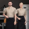 costume de chef de cuisine pour hommes, veste noire, uniforme à manches courtes, manteau de chef de restaurant, tablier, vêtements de travail, objectifs d'été, respirant