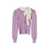 pull violet à col rond pour femme, haut en tricot, noir, nouvelle collection économique, luxe coréen, manches longues, 2025