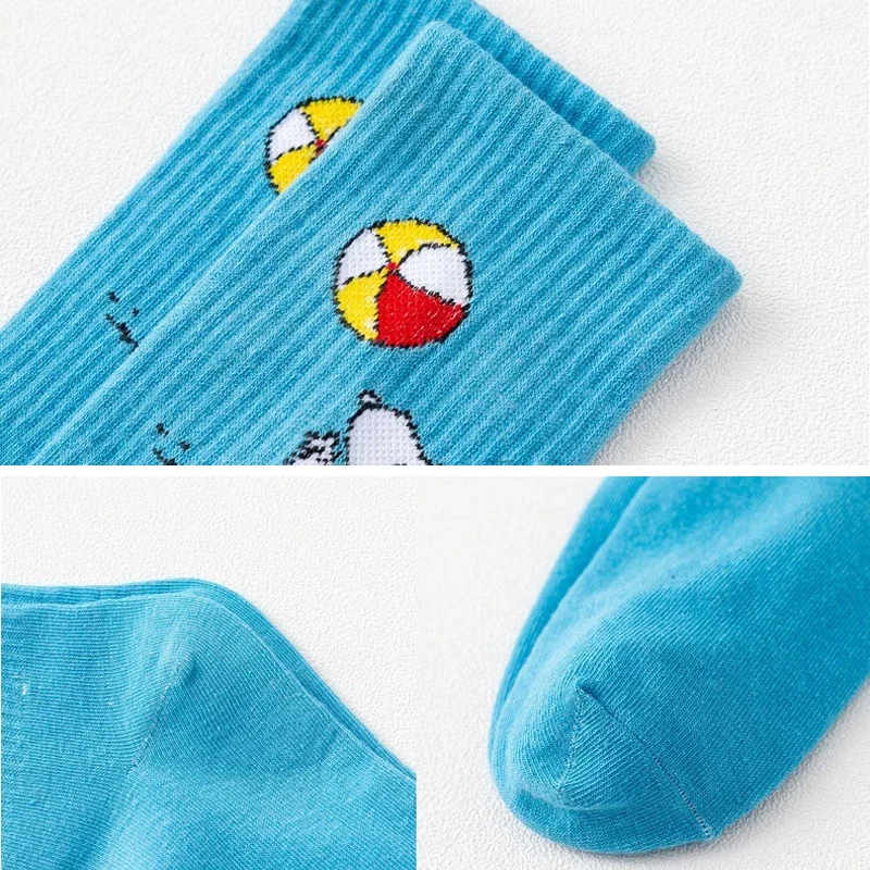 snoamendements chaussettes de sport en coton respirant pour femme, dessin animé, anime, doux, tube moyen, décontracté, absorbant la sueur, automne, hiver snoamendements chaussettes de sport en coton respirant pour femme, dessin animé, anime, doux, tube moyen, décontracté, absorbant la sueur, automne, hiver