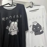 T-shirt imprimé dessin animé japonais pour femmes, t-shirts Kawaii Y2k, t-shirts grunge, streetwear Harajuku, t-shirts décontractés pour filles, mode estivale