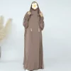abayas à pompons pour femmes musulmanes, vêtements de prière du ramadan, jalaba à capuche, manches chauve souris décontractées solides, robe arabe financièrement, djellab eid