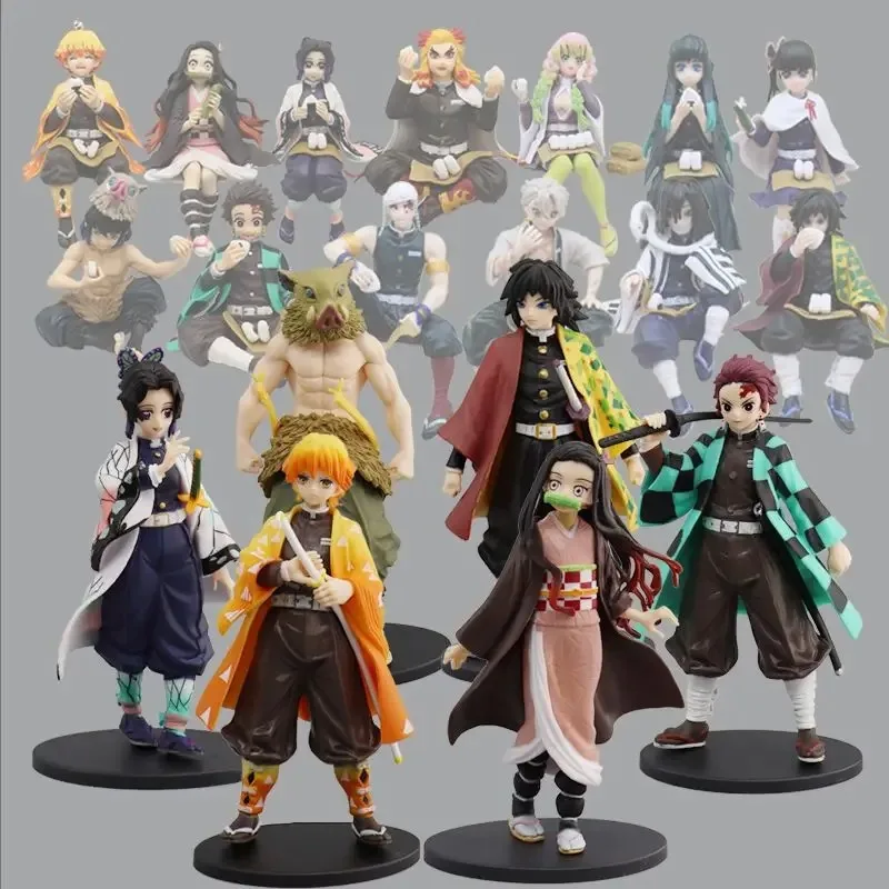 ensemble de figurines d'action demon slayer kimetsu no yaiba, kamado tanjirou agatsuma zenitsu nezuko, jouets modèles de guerrier en pvc ensemble de figurines d'action demon slayer kimetsu no yaiba, kamado tanjirou agatsuma zenitsu nezuko, jouets modèles de guerrier en pvc