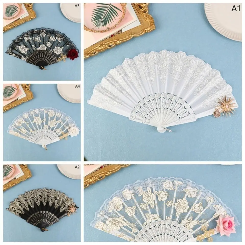 Éventail gothique lolita pliable en dentelle rose, accessoire de brevà la main pour la photographie Éventail gothique lolita pliable en dentelle rose, accessoire de brevà la main pour la photographie