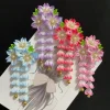 couvre chef kimono japonais, style ancien, pince à cheveux en forme de fleur faite à la main, épingle à cheveux en tissu avec pompon doux