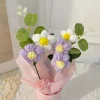 Bouquet de fleurs artificielles colorées faites à la main au Crochet, avec seau tissé, simulation de fleurs pour la journée des enseignants Bouquet de fleurs artificielles colorées faites à la main au Crochet, avec seau tissé, simulation de fleurs pour la journée des enseignants