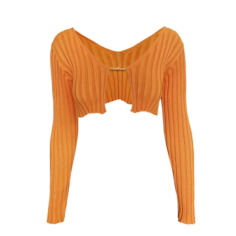 haut court à manches longues pour femmes, cardigans à la mode, pull décontracté, streetwear sexy, pull femme, automne haut court à manches longues pour femmes, cardigans à la mode, pull décontracté, streetwear sexy, pull femme, automne
