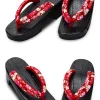 tongs geta japonaises imprimées de fleurs de samouraï traditionnel pour femmes, tongs en bois, chaussures parker, sandales financièrement, pantoufles