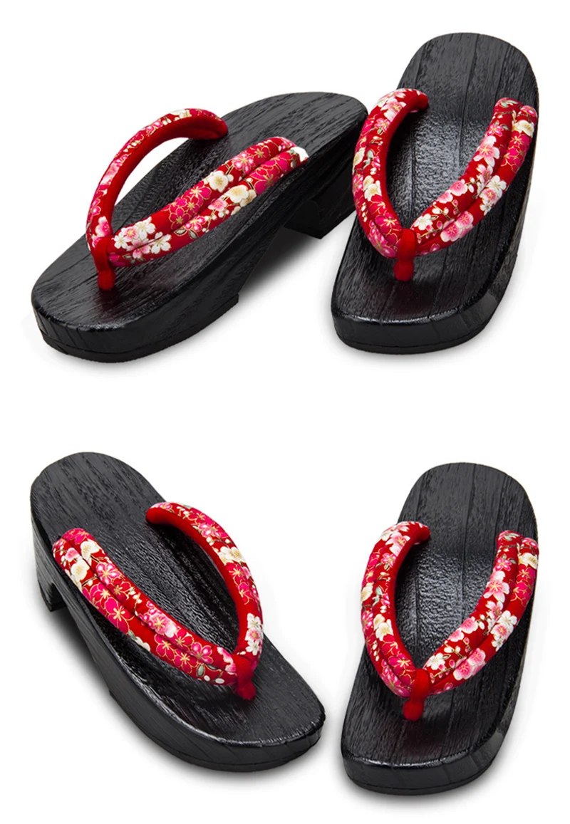 tongs geta japonaises imprimées de fleurs de samouraï traditionnel pour femmes, tongs en bois, chaussures parker, sandales financièrement, pantoufles tongs geta japonaises imprimées de fleurs de samouraï traditionnel pour femmes, tongs en bois, chaussures parker, sandales financièrement, pantoufles