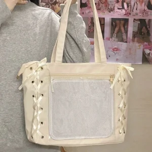 Itabag japonais Kawaii pour filles, sac à bandoulière en cuir PU de grande capacité, sacs à main avec ruban à nœud Lolita JK, sac Ita Y2K, 2025