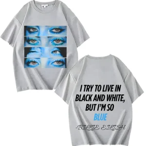 Billie tee yeux bleus t-shirt hommes femmes surdimensionné 100% coton à manches courtes été imprimé unisexe hauts