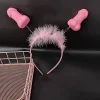 bandeau de fête d'enterrement de vie de jeune fille, plumes rouges et roses, bandeau de cheveux sexy pour future mariée, décor de fête de poule heureuse, accessoire photo