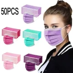 50 pièces femmes homme solide masque jetable masque 3Ply boucle d&rsquo;oreille Anti-PM2.5 masque