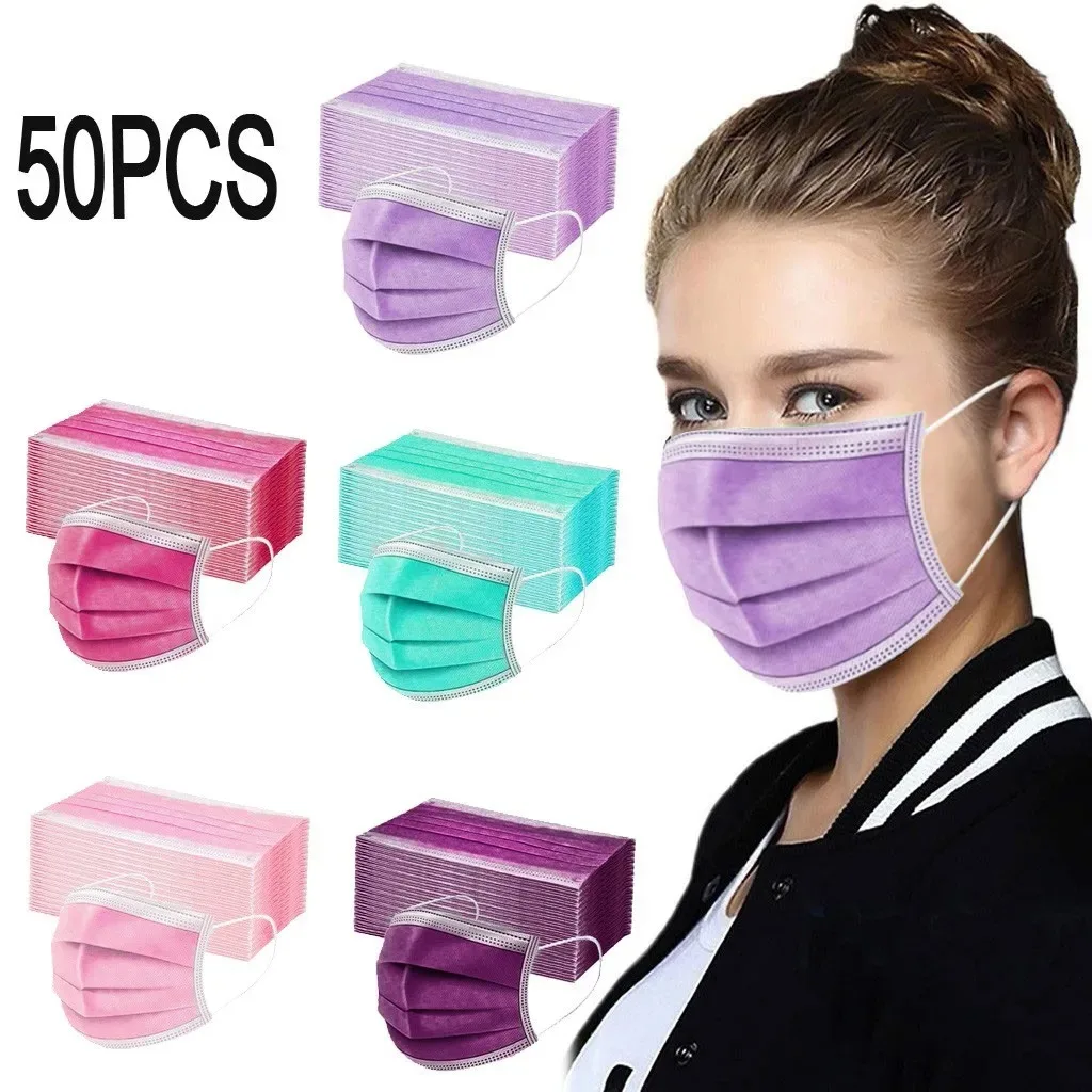 50 pièces femmes homme solide masque jetable masque 3Ply boucle d’oreille Anti-PM2.5 masque 50 pièces femmes homme solide masque jetable masque 3Ply boucle d’oreille Anti-PM2.5 masque