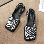 Sandales Carrées Élégantes pour Femme, Chaussures Plates à Talons Bas, de Marque de Styliste, de ix