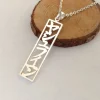 Lemegeton Collier avec nom japonais personnalisé, pendentif Kanji japonais personnalisé, lettre verticale encadrée creuse, bijoux cadeaux d&rsquo;anniversaire