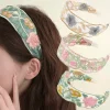 Bandeau élégant en mousseline de soie brodée de fleurs pour femmes, décoration de cheveux doux, bandeau de sauna, cerceau, turban, accessoires de cheveux à la mode Bandeau élégant en mousseline de soie brodée de fleurs pour femmes, décoration de cheveux doux, bandeau de sauna, cerceau, turban, accessoires de cheveux à la mode