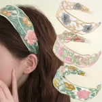 Bandeau élégant en mousseline de soie brodée de fleurs pour femmes, décoration de cheveux doux, bandeau de sauna, cerceau, turban, accessoires de cheveux à la mode Bandeau élégant en mousseline de soie brodée de fleurs pour femmes, décoration de cheveux doux, bandeau de sauna, cerceau, turban, accessoires de cheveux à la mode