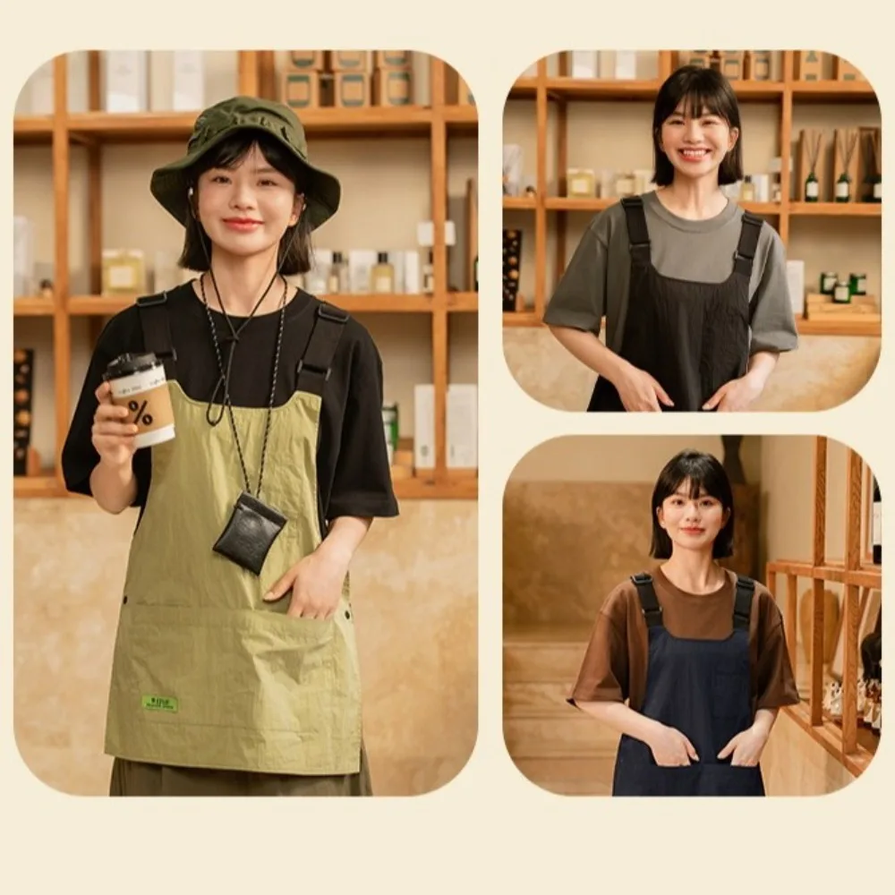 tablier gilet de style japonais, plusieurs poches réglables, résistant à la saleté, bretelles élargies, tablier de cuisine à la mode pour femmes tablier gilet de style japonais, plusieurs poches réglables, résistant à la saleté, bretelles élargies, tablier de cuisine à la mode pour femmes