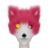 masque en peluche demi visage d'halloween, masque de renard artificiel, fournitures d'accessoires de cosplay d'horreur, masque de carnaval unisexe coloré pour cadeaux