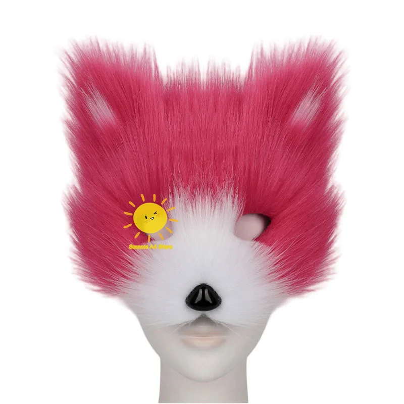 masque en peluche demi visage d'halloween, masque de renard artificiel, fournitures d'accessoires de cosplay d'horreur, masque de carnaval unisexe coloré pour cadeaux masque en peluche demi visage d'halloween, masque de renard artificiel, fournitures d'accessoires de cosplay d'horreur, masque de carnaval unisexe coloré pour cadeaux