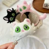 nouveau kawaii suzume dessin animé en peluche chat bandeaux mignon noir blanc chat cheveux cerceau bandeau pour femmes filles cadeaux cheveux accessoires
